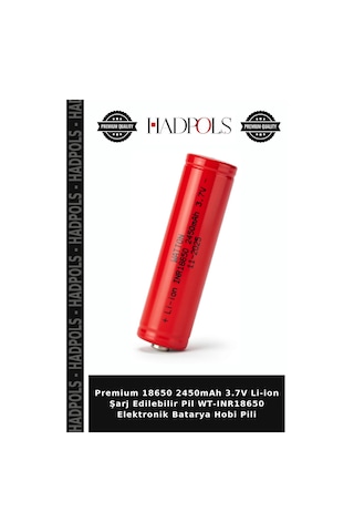 Premium 18650 2450mah 3.7v Li-ion Şarj Edilebilir Pil Wt-ınr18650 Elektronik Batarya Hobi Pili