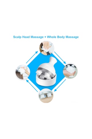 Gajeena Elektrikli Şarjlı 3d Kafa Masaj Aleti - Rahatlatıcı Saç Derisi Masajı Beyaz