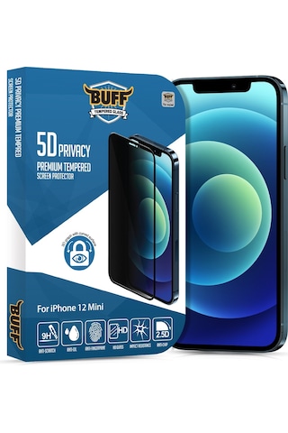 Buff Apple Uyumlu   iPhone 12 Mini 5D Privacy Ekran Koruyucu (474126690)