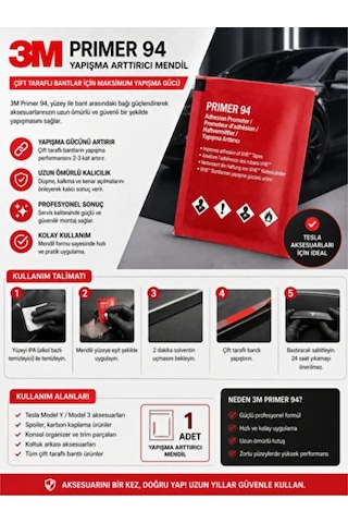 3m Primer 94 Bant Yapıştırıcı Arttırıcı Kuvvetlendirici Primer Mendil 1adet