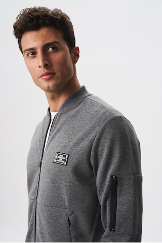 Arma Erkek Slim Fit Scuba Su Geçirmeyen Kumaş Basic Kol Cepli Tam Fermuar Kolej Yaka Sweatshirt K28324988301 Gri-g10 Gri