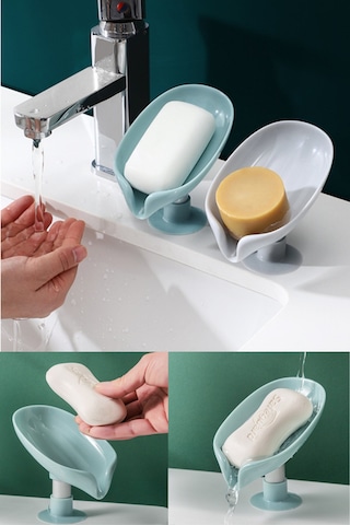 Yeşil 1 Adet Vantuzlu Su Giderli Sabunluk Şık Tasarımlı Su Tutmaz Katı Sabunluk Diğer