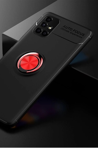 Samsung Galaxy Uyumlu,M51 Kılıf Range Yüzüklü Silikon - Siyah-kırmızı Diğer