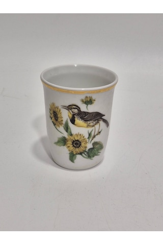 Limoges Kuş Desenli Porselen Bardak 8x6,5cm Beyaz