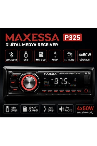 Maxessa P325 Bluetooth Oto Teyp Usb Sd Aux Fm Radyo 4x50w Dijital Medya Receiver