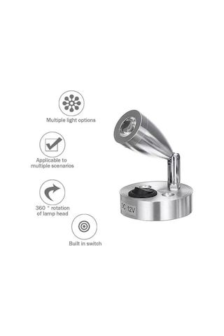 Karavan & Tekne Döner Tip Led Okuma Lambası 12v - Gri