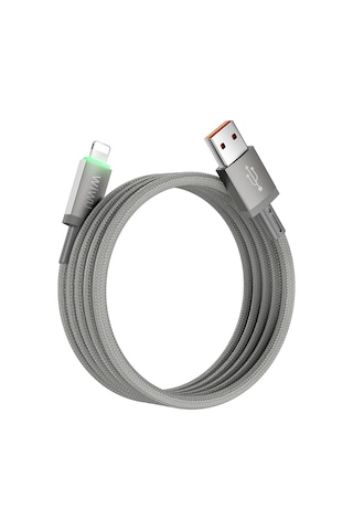 Wiwu Wi-c081 Maglink Serisi Işıklı Magnetik Usb-a To Lightning Işıklı Data Ve Şarj Kablosu 1m Gri