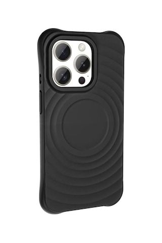 Apple Uyumlu iPhone 15 Pro Max M-safe Şarj Özellikli Airbagli Mat Görünümlü Zore Hepi Kapak Siyah