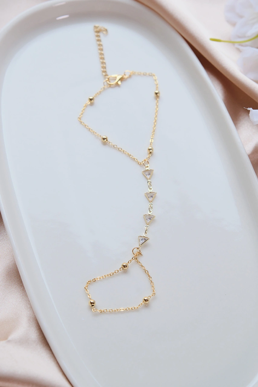 Gold Zirkon Taşlı Ucgen Şahmeran Gold