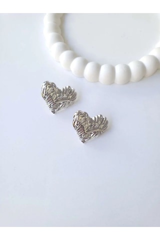 Çelik Silver Fashion Kalp Kadın Küpe Sevgililer Günü Hediyesi