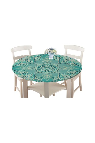 Suntek Magideal Su Geçirmez Kaymaz Yuvarlak Masa Örtüsü Elastik Stil-1