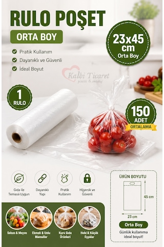 Rulo Poşet Orta Boy Hışır Atlet Poşet Beyaz Poşet Market Manav Poşeti Çöp Poşeti