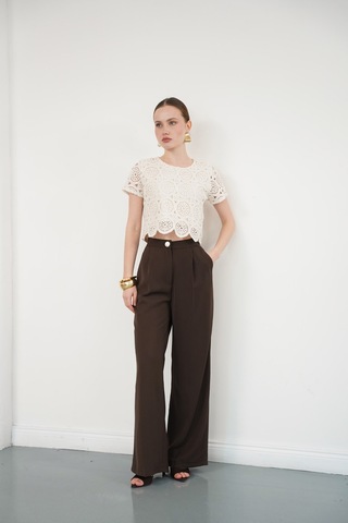 Verymoda Güpür Abiye Bluz D2142 Ham