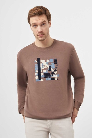 Morven Erkek Kahve Trend Bisiklet Yaka Sweat-shirt 25ks063007400 Kahve Kahve Kahverengi