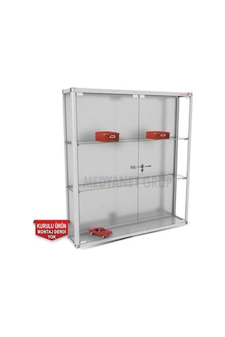 Camlı Vitrin - Camlı Dolap - Camlı Koleksiyon Vitrini 100X100X15 (528132205) Gri