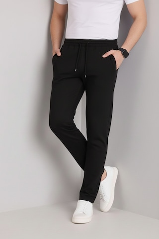 Bürke Erkek Siyah Beli Lastikli Bağcıklı Duble Paça Jogger Pantolon