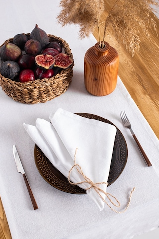 Wellstil Premium Keten Peçete 2'li 40 x 40 Beyaz