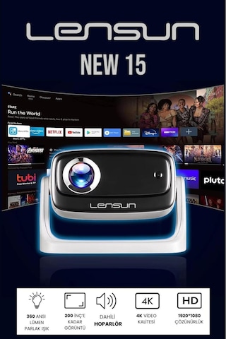 New 15 Taşınabilir Android Projeksiyon Dahili Hoparlör Ve Wifi Akıllı Sinema Projektör