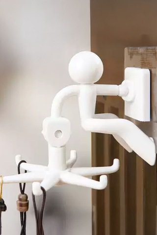 İnsan Figürlü Banyo Mutfak Ev Ofis Şirin Askılık Şemsiye Takı Elbise Askı Kendinden Yapışkanlı Beyaz