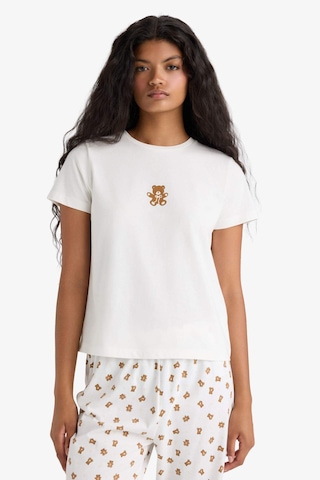 Defacto Pijama Takımı Regular Fit Baskılı Kısa Kollu Üst Desenli Uzun Alt-fall İn Love F9836ax25auer85 Ekru