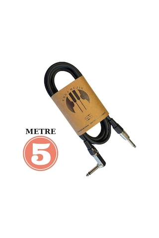 Gitar Jack Kablosu 5m Düz-L Elektro Akustik Bas Bağlama Keman Kemençe Amfi&mixer Uyumlu Jack Kablosu