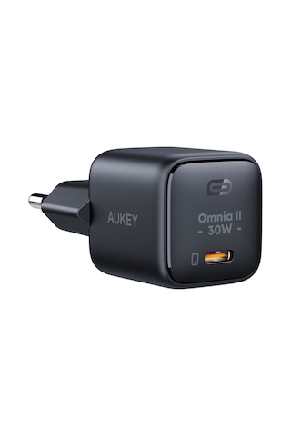 Aukey PA-B1L-BK 30 W Omnia Mini Gan Type-C PD Şarj Adaptörü - Siyah