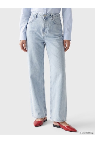 LC Waikiki Lc Waıkıkı Mavi Yüksek Bel Straight Fit Kadın Jean Pantolon