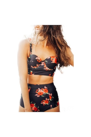 Geeroyoo Kadınlar İçin Floral Desenli High Waist Bikini Seti - Push Up & Dolgulu Spagetti Askılı Deniz Giysisi Diğer