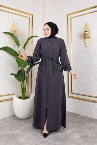 Cep Detaylı Bağlamalı Ferace - Antrasit / F0138 Antrasit