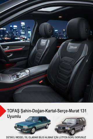 Titanyum Serisi Lüks Keten Oto Koltuk Kılıfı Tofaş Kartal-şahin-doğan-serçe-tempra İle Uyumlu Siyah