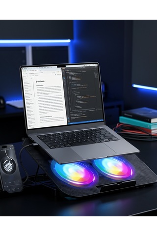 Notebook Soğutucu Stand Rgb Aydınlatmalı İki Fanlı Uczzzn33bilgisayarfanı-2