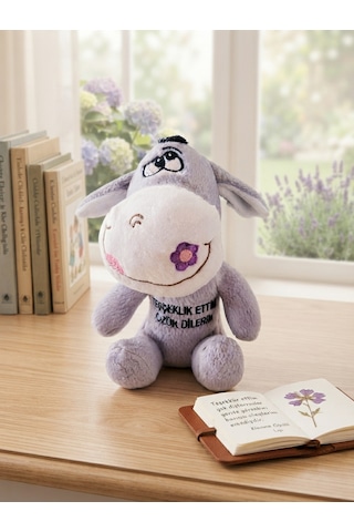Peluş Eşek-eşeklik Ettim Özür Dilerim-25 Cm Gri