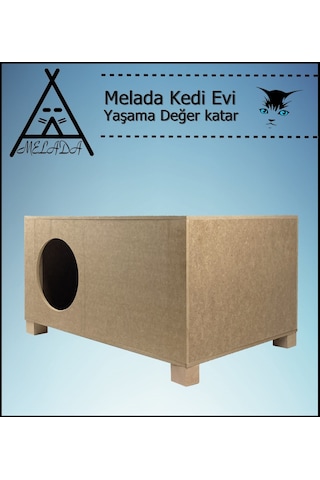 Melada Kedi Evi Dış Ortam Uygun Ahşap Kedi Evi 57x40x28 Cm