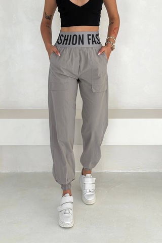Beli Lastikli Fashion Pantolon Gri Gri
