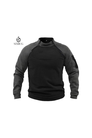 Erkek Bol Çift Kollu Dik Yaka Sıcak Nefes Alabilen Sweatshirt Gri