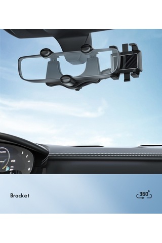 Eastmeeetwest--araba Cep Telefonu Standı Araba Dikiz Aynası Standı Ar Navigasyon Araba Çok Fonksiyonlu 360 Derece Siyah