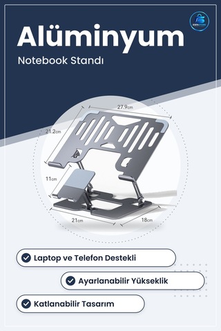 Alüminyum Laptop Ve Telefon Standı Katlanabilir Ayarlanabilir Erg