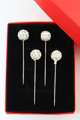 Numetal 4 Lü Beyaz Taşlı Eşarp İğnesi. Şal İğnesi. Türban İğnesi. Başörtü İğnesi. Eşarp Ve Şal İğnesi. Gümüş