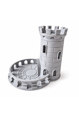 3d Baskı Spiral Merdivenli Zar Kulesi Gri 15 Cm Frp Ve Kutu Oyunları İçin Dice Tower Masaüstü Oyun Aksesuarı