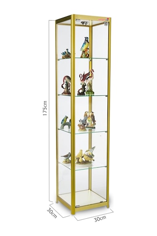 Camlı Vitrin - Cam Dolap - Camlı Koleksiyon Vitrini - Kurulu Ürün 175X30X30