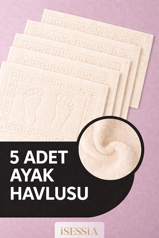 Serra 5 Adet %100 Pamuk En Iyi Emici Ayak Havlusu Konforlu Banyo Paspası 50x70cm Krem