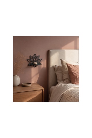 Arliadesign Lotus Çiçeği Figürlü Siyah Ahşap Duvar Dekoru 30x20 Cm