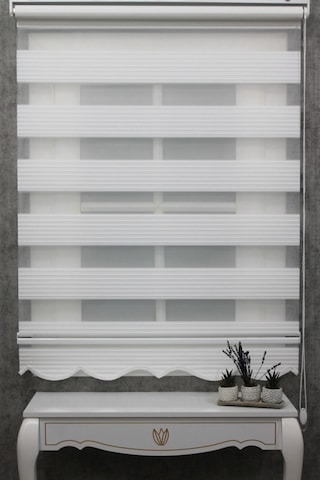 Kidmex Ekru Geniş Plise Etek Dilimli Zebra Stor Güneşlik Perde