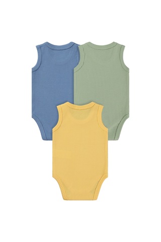 Minidamla Baby Minidamla Askılı Basic 3'lü Set 1-18 Ay Çıtçıtlı Badi - Mavi Koyu Mavi