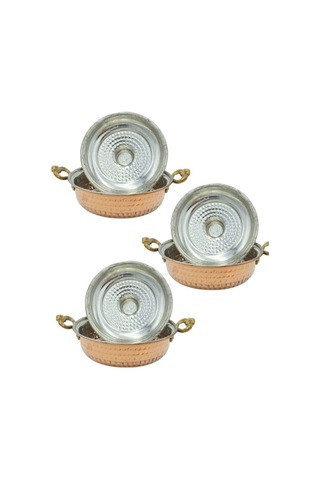 Bakır Tava Derin Kapaklı 6'lı Set Bakır