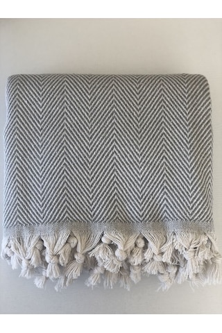 Berjer Koyugri Pamuklu Tekli Koltuk Berjer Örtüsü, Şalı 150x170cm Antrasit Koyugri