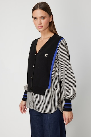 On Kadın Mix Kumaş Gömlekli Bluz 66374 Siyah Siyah