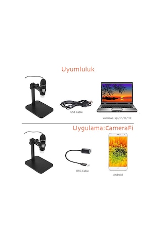 Triline 1000x 2mp Dijital Standlı 8 Ledli Usb Otg Mikroskop