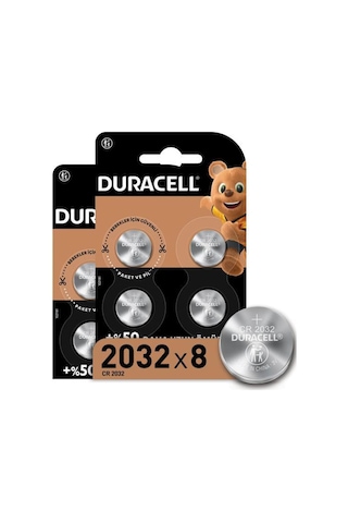 Duracell Özel 2032 Lityum Düğme Pil 3V, 8 Li Paket (CR2032)