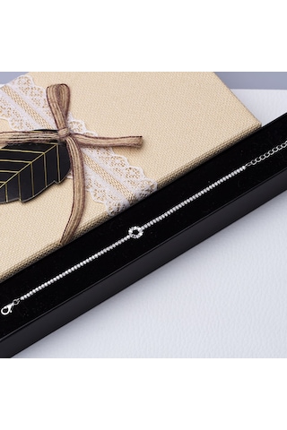 Kalp Halka Model 925 Ayar Gümüş İnce Suyolu Kadın Bileklik Gümüş